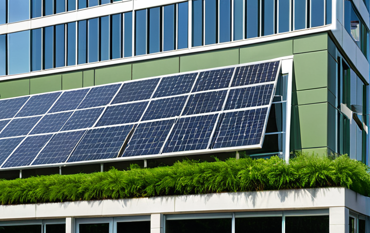 LEED Certified Green Building**
"A modern, sustainable office building with solar panels and a green roof, showcasing LEED certification plaque. Emphasize energy efficiency and environmental design."
**