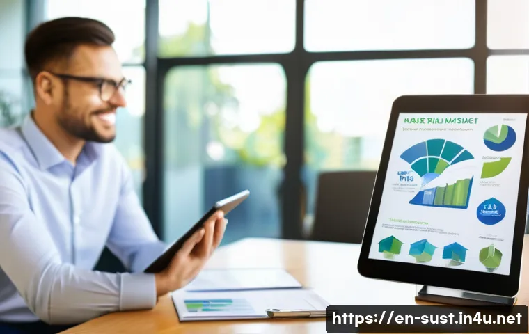 지속가능성 컨설팅에서의 소셜 미디어 활용 - A professional sustainability consultant presenting a compelling before-and-after photo collage of a...