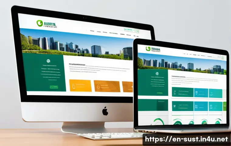 지속가능성 컨설팅 신규 고객 유치 전략 - A modern, professional sustainability consulting website homepage displayed on a desktop and mobile ...