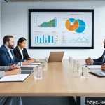 지속가능성 컨설턴트 협상력 강화 팁 - A diverse group of professionals and community members engaged in a negotiation meeting in a modern ...